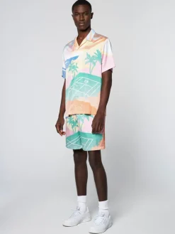 View All|Sergio Tacchini Riviera Camp Shirt- Deep Mint/ Multi