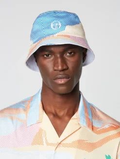 Headwear|Sergio Tacchini Riviera Reversible Bucket Hat- Deep Mint/ Multi