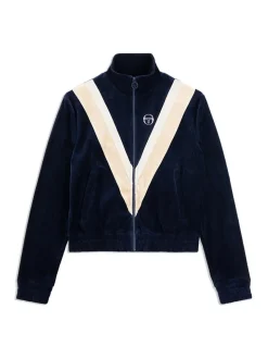 Velour|Sergio Tacchini Sara Velour Track Jacket- Maritime Blue