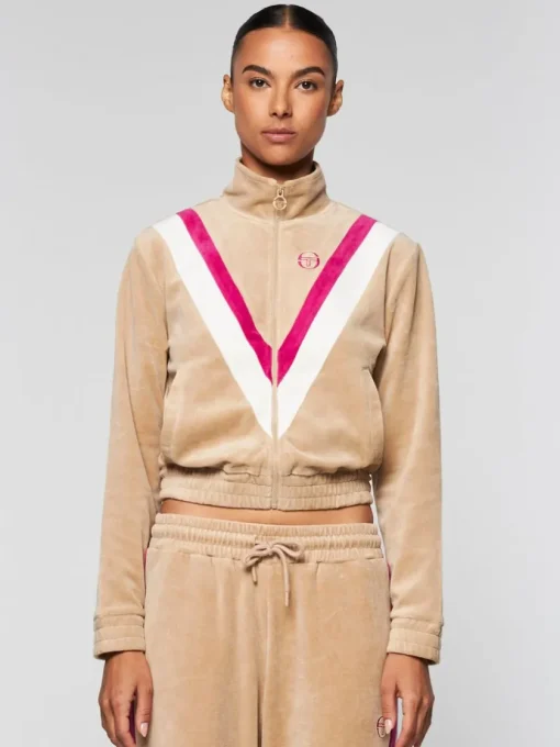 Velour|Sergio Tacchini Sara Velour Track Jacket- Humus