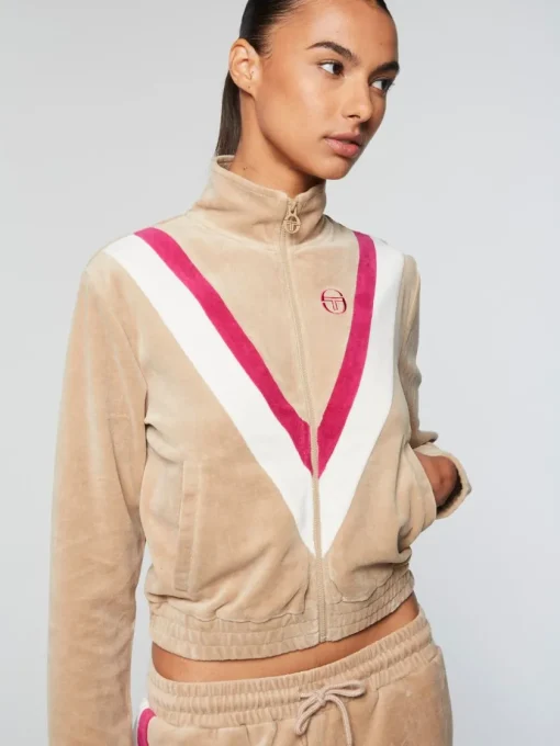 Velour|Sergio Tacchini Sara Velour Track Jacket- Humus