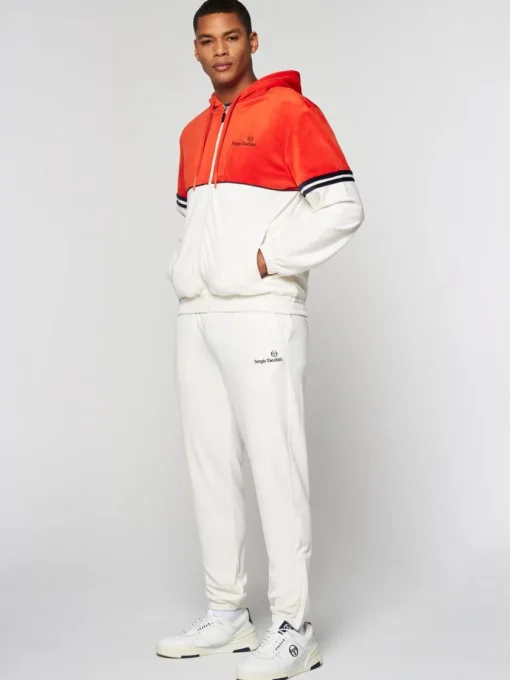 Velour|Sergio Tacchini Scopeto Full-Zip Velour Hoodie- Poinciana/ Gardenia