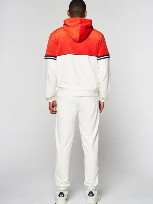 Velour|Sergio Tacchini Scopeto Full-Zip Velour Hoodie- Poinciana/ Gardenia