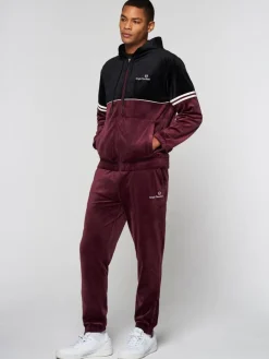 Velour|Sergio Tacchini Scopeto Full-Zip Velour Hoodie- Black Beauty/ Mauve Wine