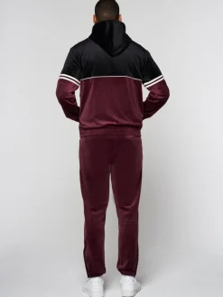 Velour|Sergio Tacchini Scopeto Full-Zip Velour Hoodie- Black Beauty/ Mauve Wine
