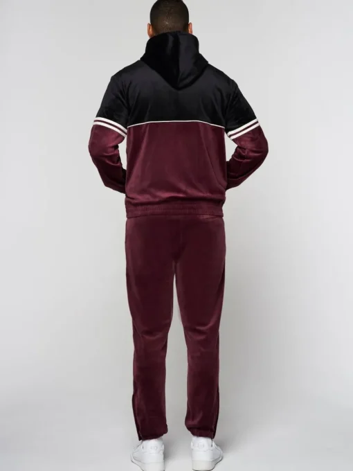 Velour|Sergio Tacchini Scopeto Full-Zip Velour Hoodie- Black Beauty/ Mauve Wine