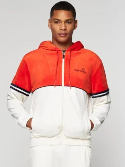 Sweatshirts And Hoodies|Sergio Tacchini Scopeto Full-Zip Velour Hoodie- Poinciana/ Gardenia