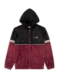 Sweatshirts And Hoodies|Sergio Tacchini Scopeto Full-Zip Velour Hoodie- Black Beauty/ Mauve Wine