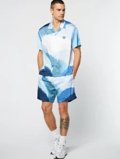 View All|Sergio Tacchini Spiaggia Cabana Shirt- Maritime Blue/ Multi