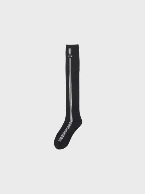 For The Court|Sergio Tacchini Striped Knee High Socks- Black