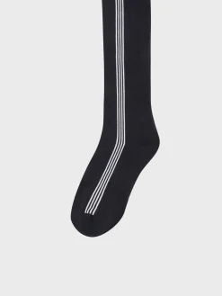 For The Court|Sergio Tacchini Striped Knee High Socks- Black