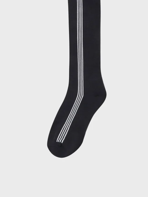 For The Court|Sergio Tacchini Striped Knee High Socks- Black
