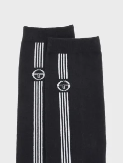 Socks|Sergio Tacchini Striped Knee High Socks- Black