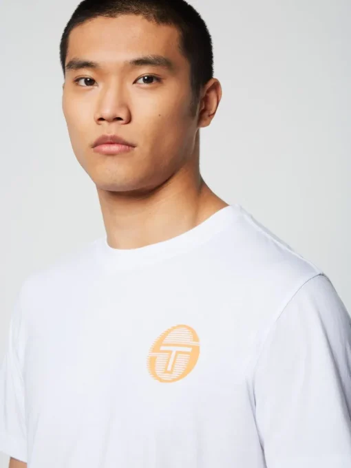 T-Shirts|Sergio Tacchini Tenda T-Shirt- Brilliant White/ Tangerine