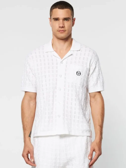 Knitwear|Sergio Tacchini Ulivo Crochet Shirt- Brilliant White