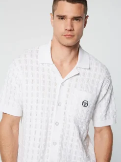 Knitwear|Sergio Tacchini Ulivo Crochet Shirt- Brilliant White