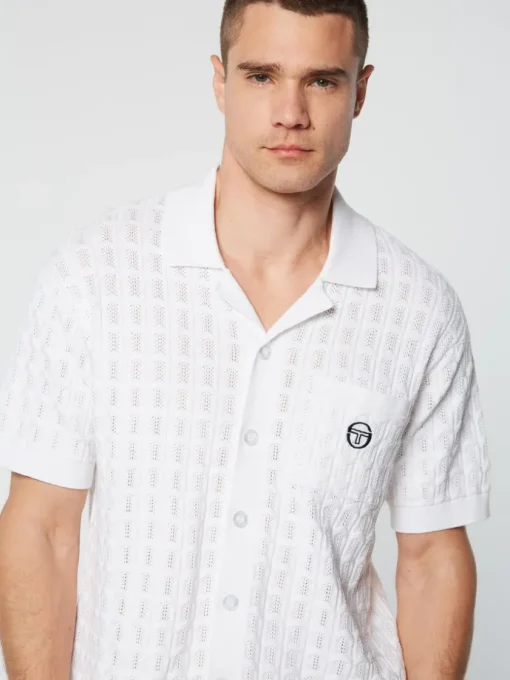 Knitwear|Sergio Tacchini Ulivo Crochet Shirt- Brilliant White
