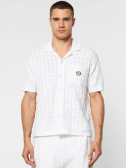 Matching Separates|Sergio Tacchini Ulivo Crochet Shirt- Brilliant White