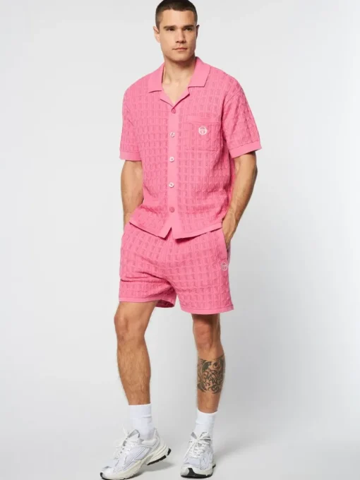 View All|Sergio Tacchini Ulivo Crochet Shirt- Wild Rose