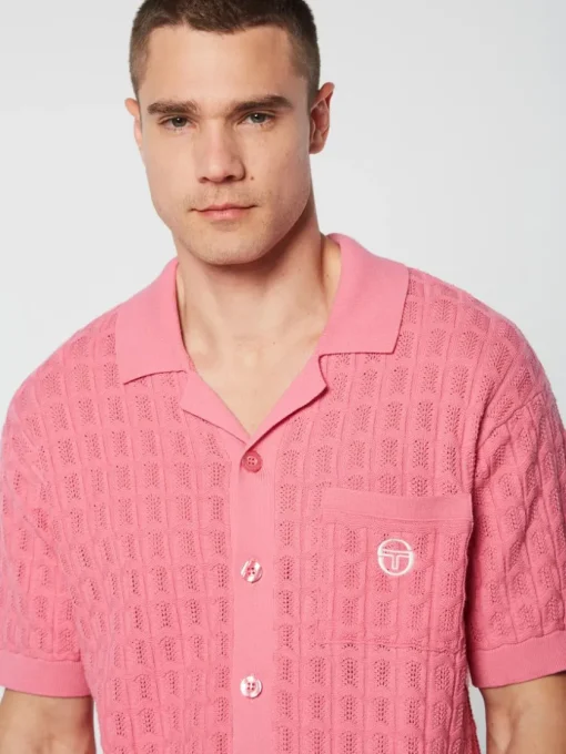 View All|Sergio Tacchini Ulivo Crochet Shirt- Wild Rose