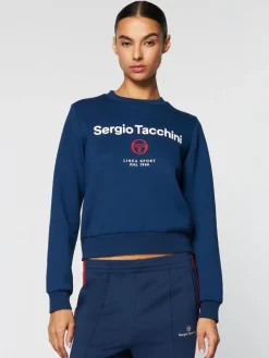 For The Court|Sergio Tacchini Women'S Linea Sport Crewneck- Maritime Blue