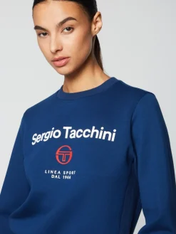 For The Court|Sergio Tacchini Women'S Linea Sport Crewneck- Maritime Blue