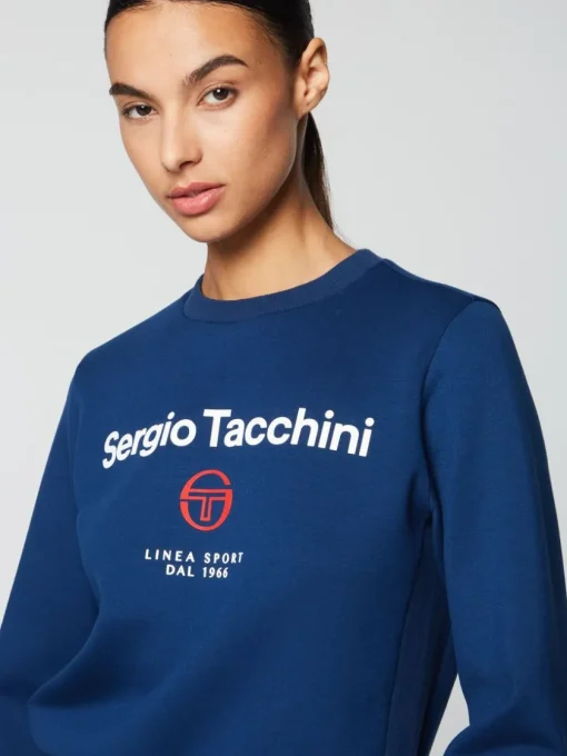 For The Court|Sergio Tacchini Women'S Linea Sport Crewneck- Maritime Blue