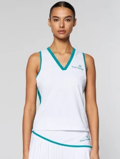 Tops And Sports Bras|Sergio Tacchini Women'S Vigentino Tennis V-Neck Tank Top- White