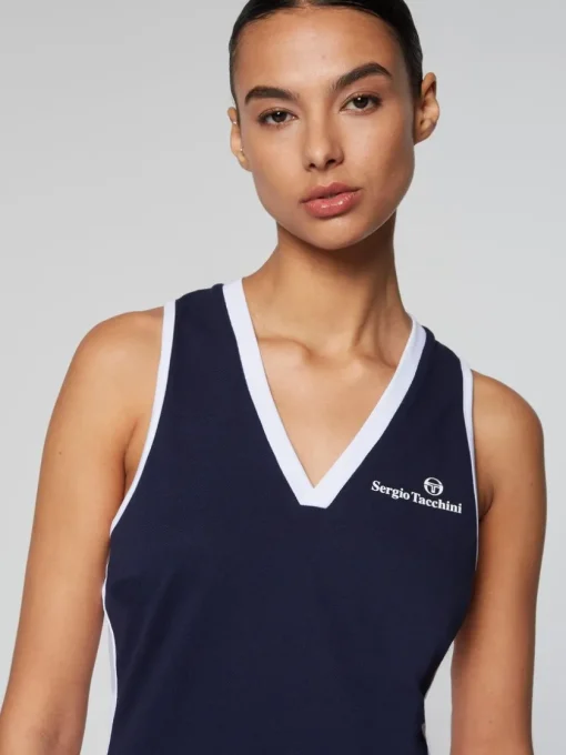 Tops And Sports Bras|Sergio Tacchini Women'S Vigentino Tennis V-Neck Tank Top- Maritime Blue