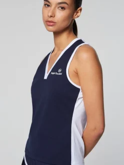 Tops And Sports Bras|Sergio Tacchini Women'S Vigentino Tennis V-Neck Tank Top- Maritime Blue